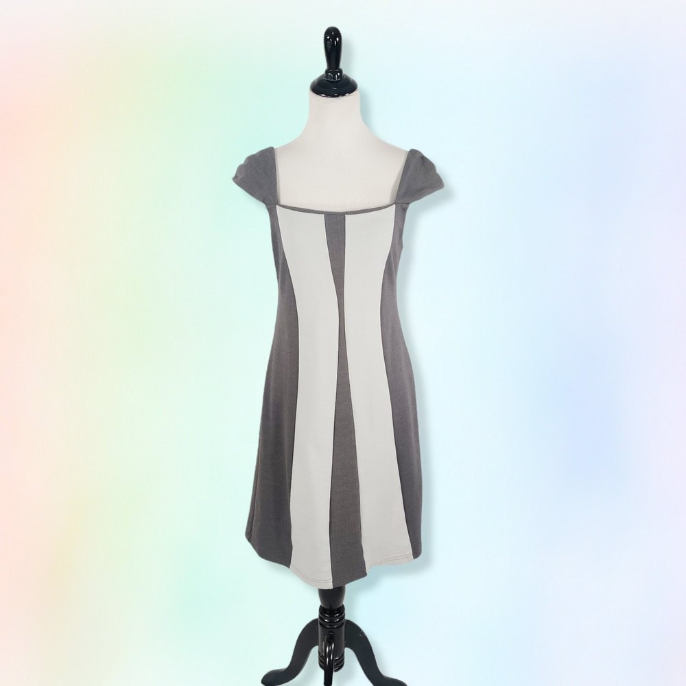 Bailey 44 Womens Grey Cream Colorblock Ponte Sheath Dress Size M‎ 401-4487